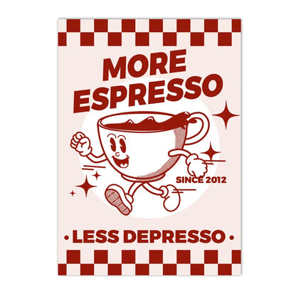 more espresso less depresso coffee quote kitchen canvas