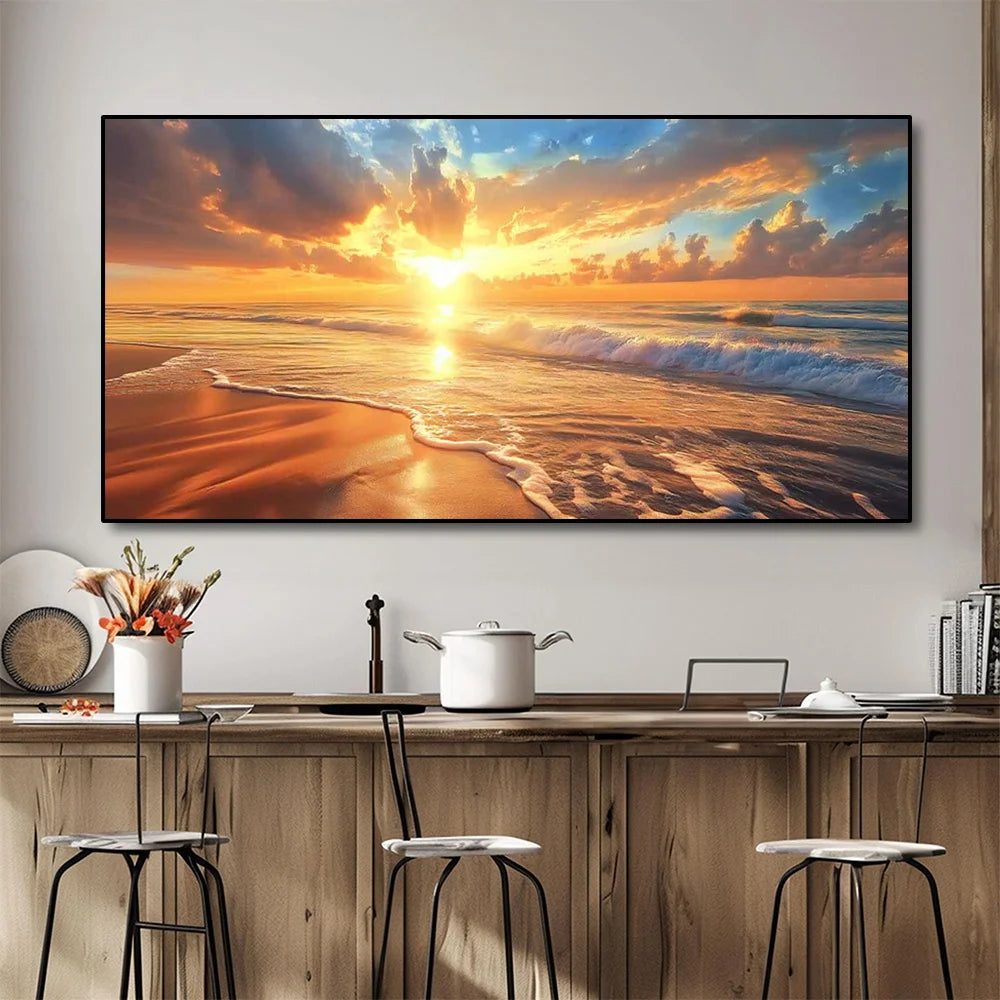 coastal canvas of ocean waves at sunrise and sunset