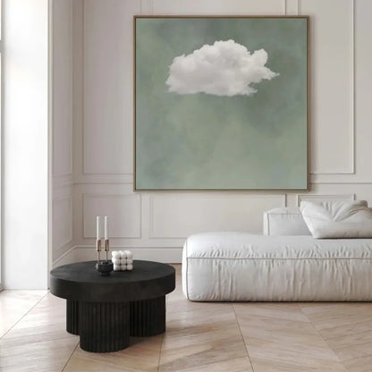 sage green cloud abstract square unframed canvas