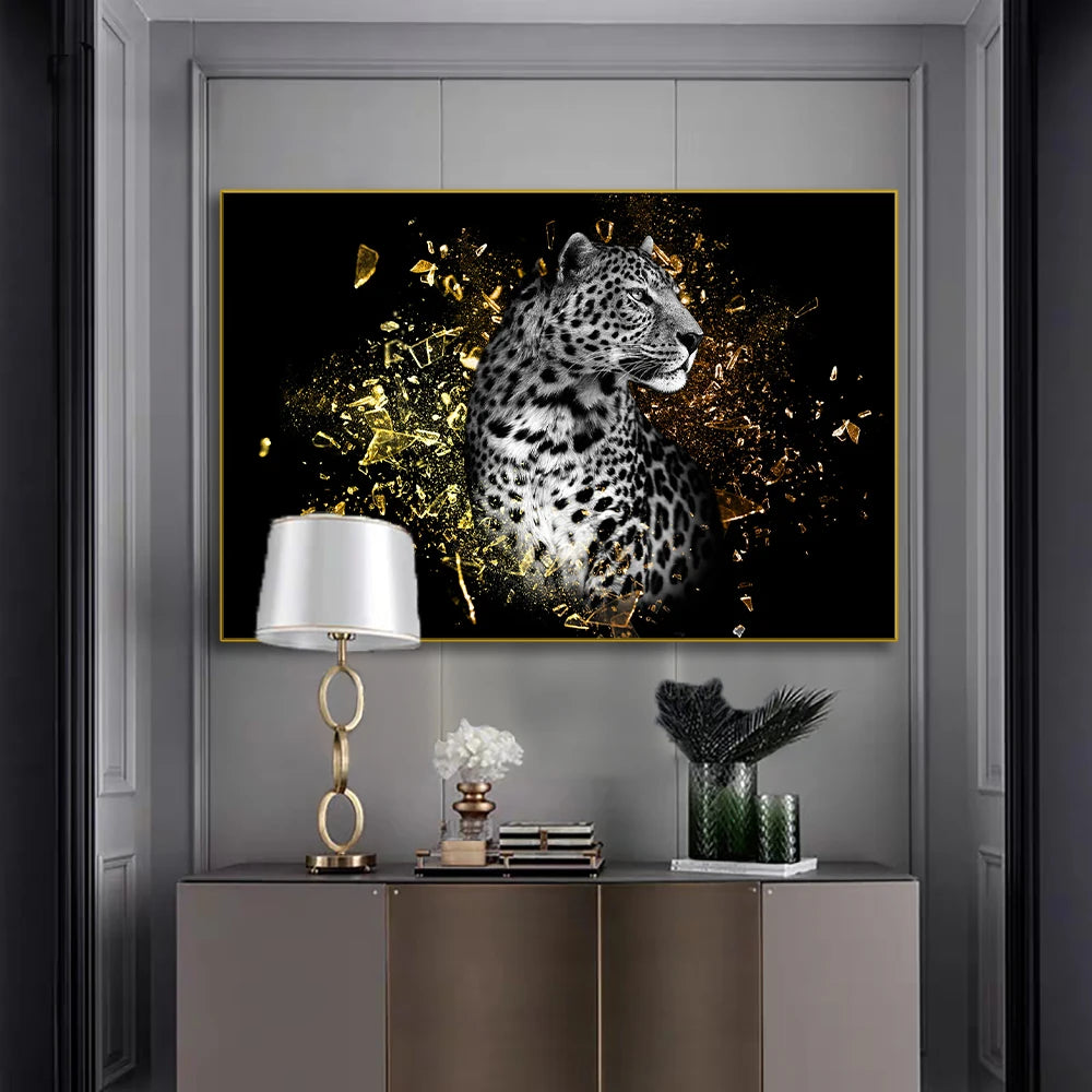 Modern Black Lion & Safari Animals Canvas