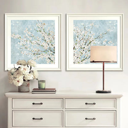two-panel cherry blossom Nordic floral canvas wall art