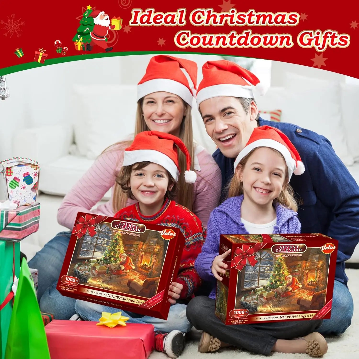 2024 Jigsaw Puzzle Advent Calendar - 24 Days Countdown, 1000 Piece Christmas Puzzle For Adults & Kids (27.5x19.7 In)