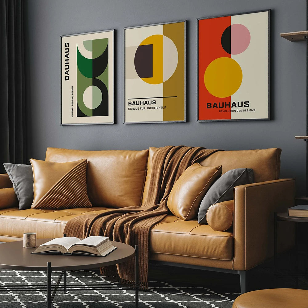 colorful bauhaus geometric nordic style canvas wall art
