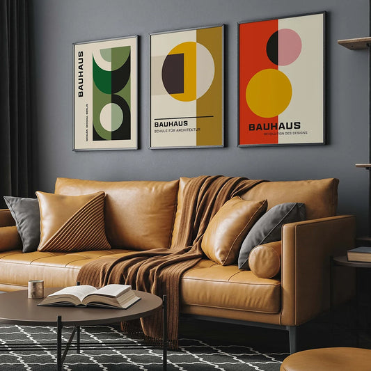 colorful bauhaus geometric nordic style canvas wall art