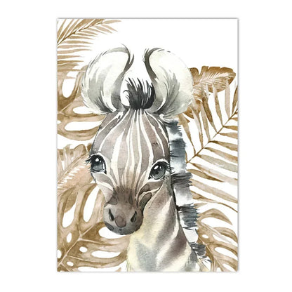 nordic jungle animals giraffe elephant panda lion kids canvas