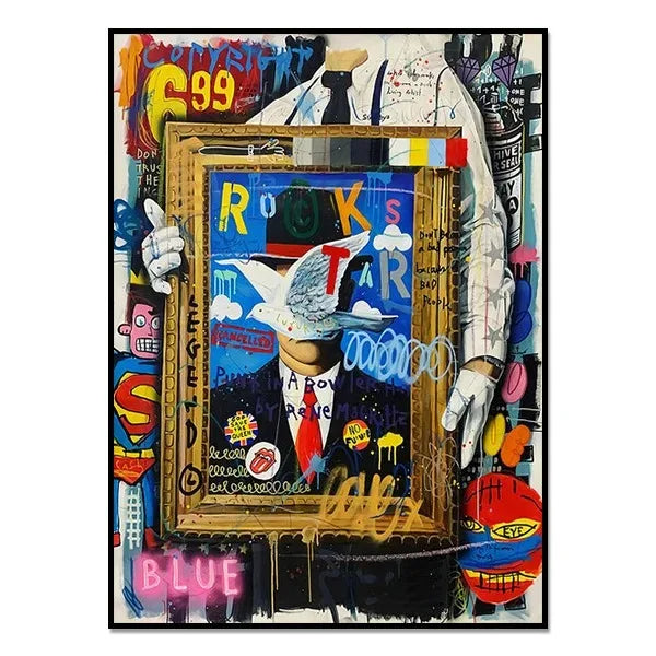 Graffiti Mona Lisa Starry Night Canvas Print