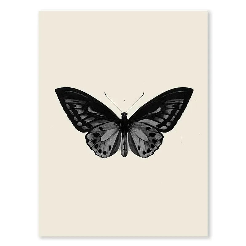 Vintage Butterfly & Flowers Canvas Print