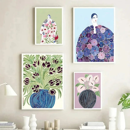 Abstract Tulips & Violets Canvas