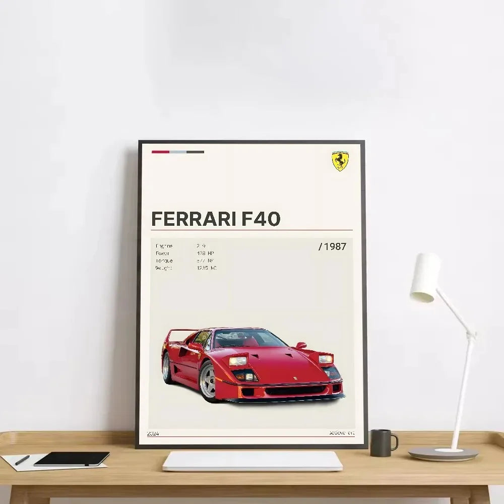 Classic red Italian sports car canvas wall art