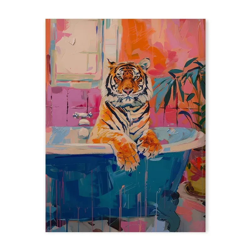 Colorful Bathtub Animals Canvas Print
