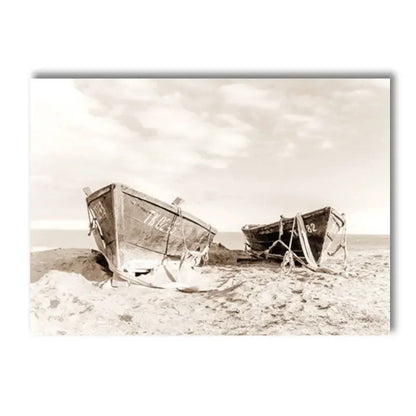 beige coastal canvas with surfboard lighthouse and reed bridge