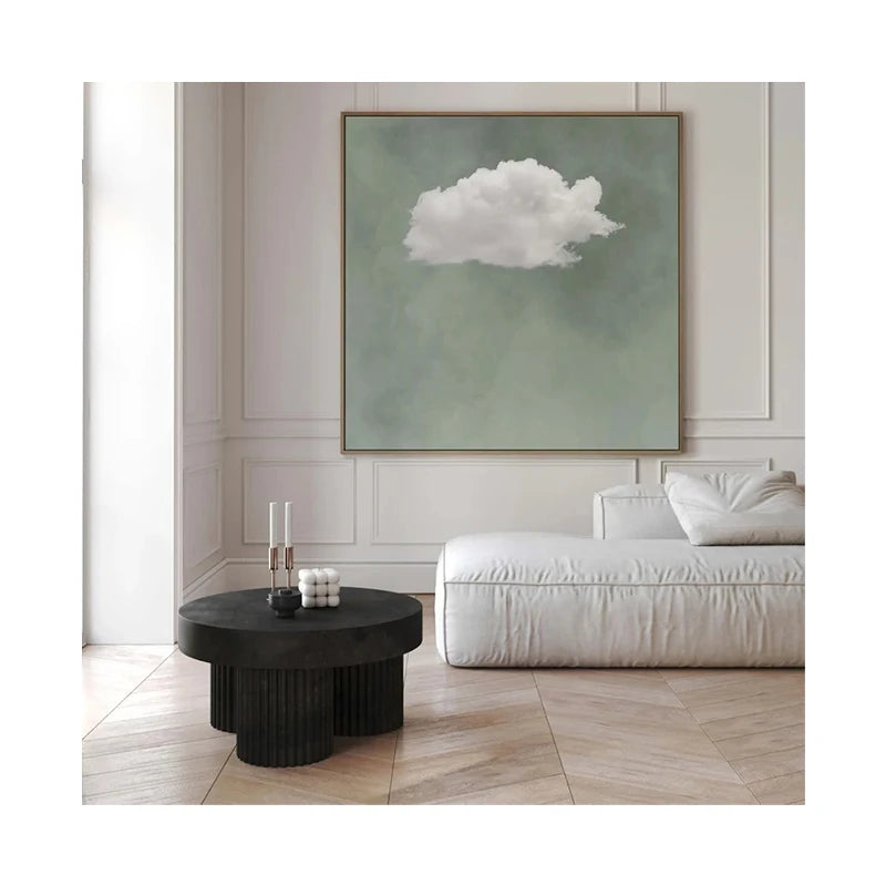 sage green cloud abstract square unframed canvas