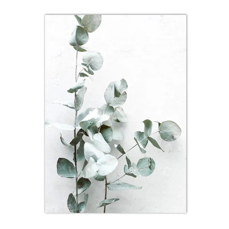 botanical canvas with succulents cactus and green leaves
