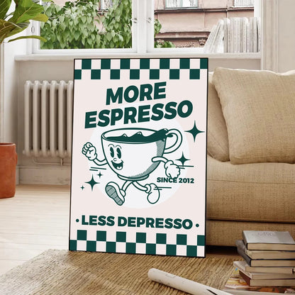more espresso less depresso coffee quote kitchen canvas