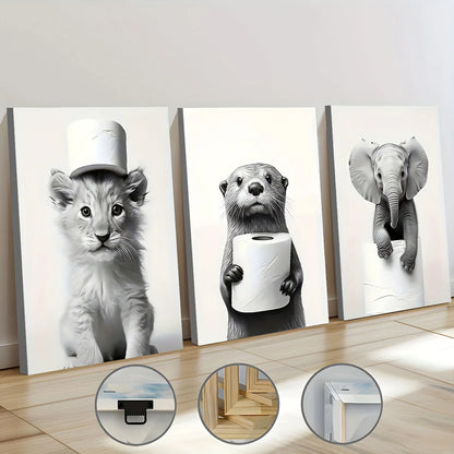 Monochrome Animal Canvas - Set Of 3