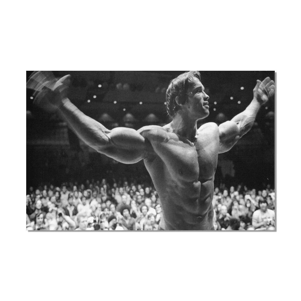 black and white motivational canvas of arnold schwarzenegger
