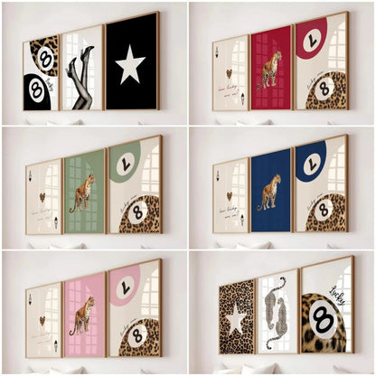 Vintage Leopard & Cheetah Canvas Print - Set Of 3