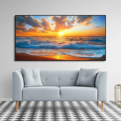 coastal canvas of ocean waves at sunrise and sunset