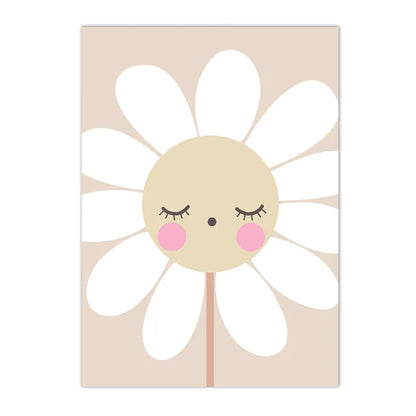 beige cartoon sunflower nursery canvas with custom name