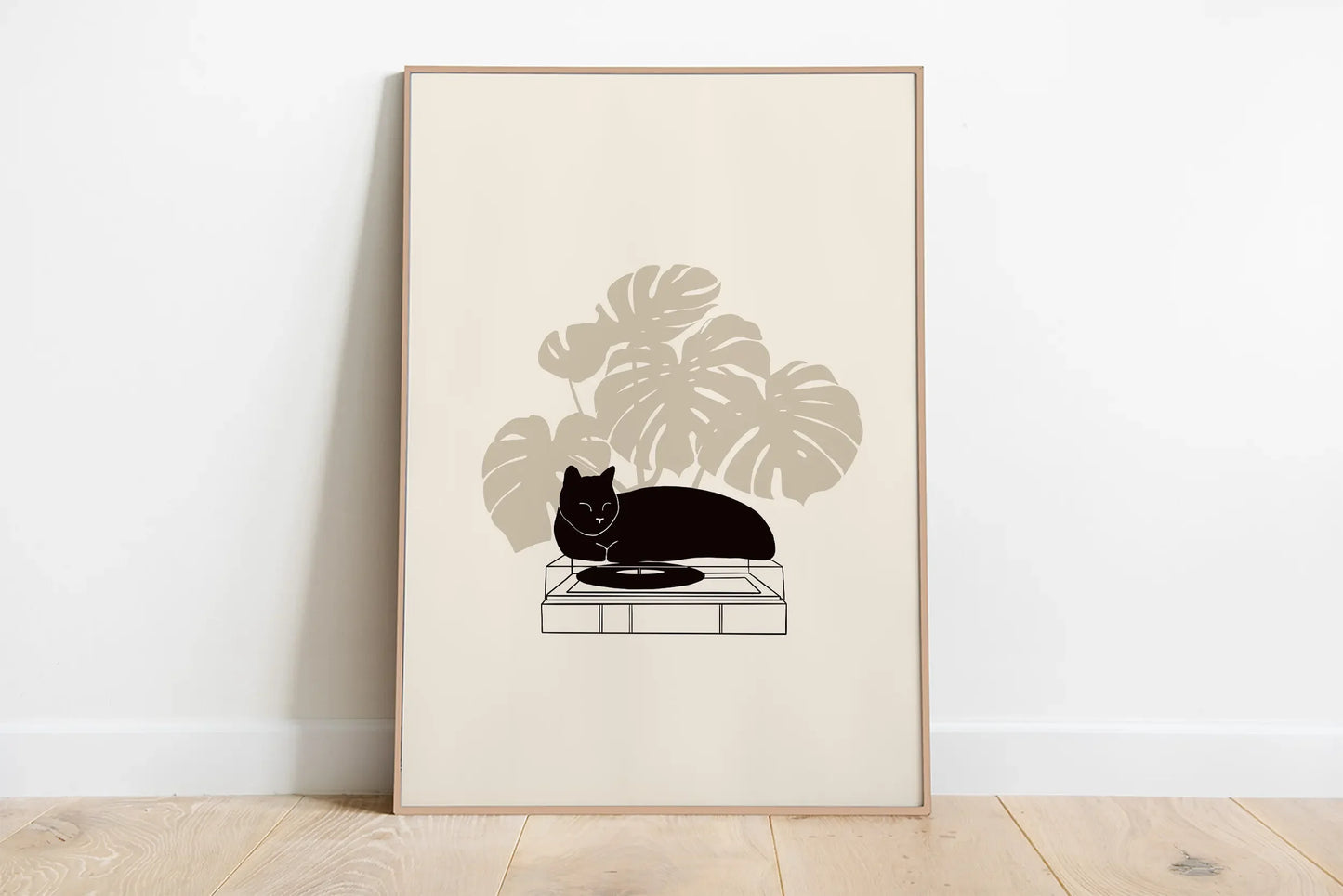 minimal abstract cartoon cat illustration canvas