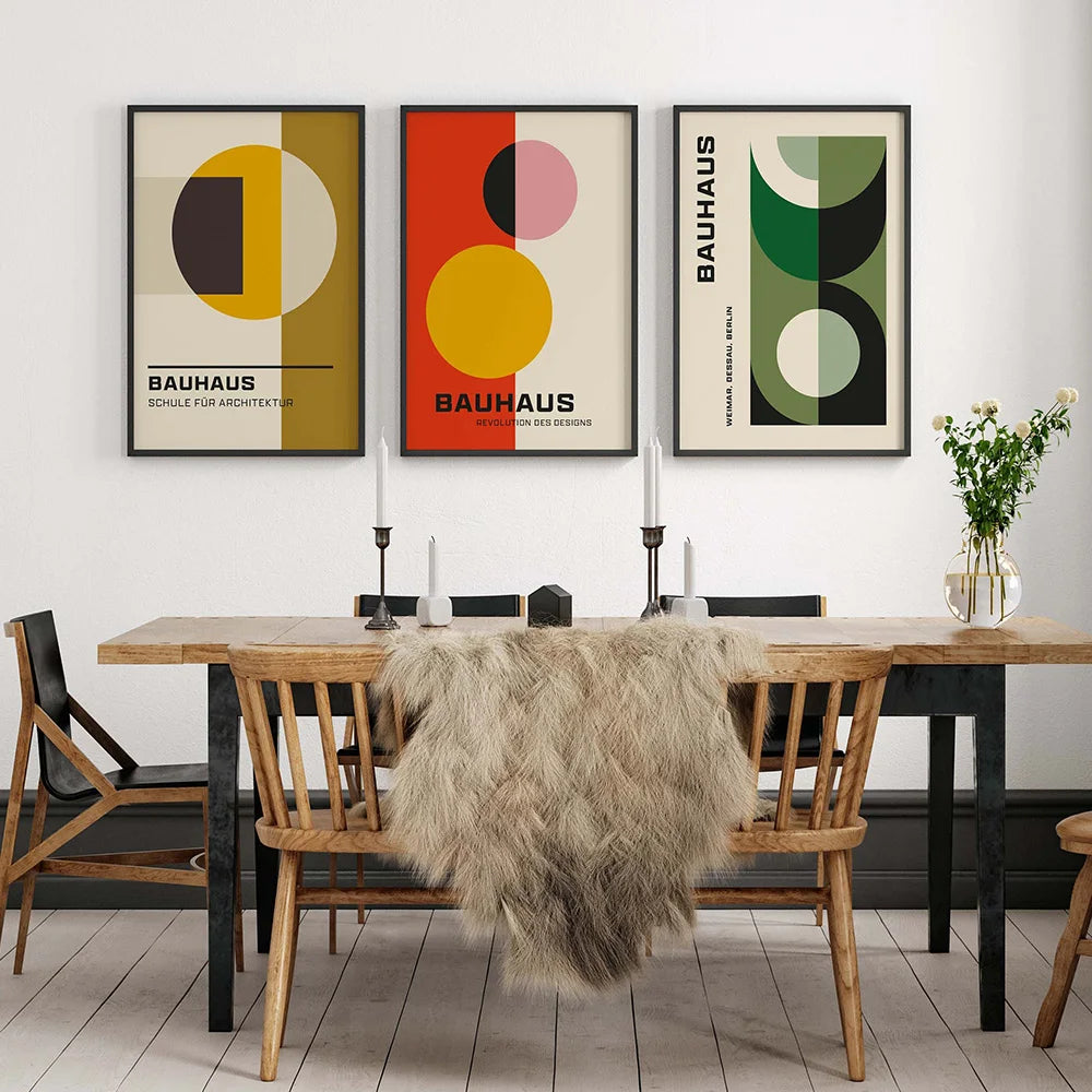 colorful bauhaus geometric nordic style canvas wall art