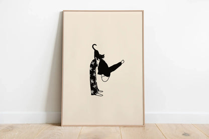 minimal abstract cartoon cat illustration canvas