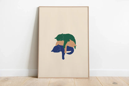 minimal abstract cartoon cat illustration canvas