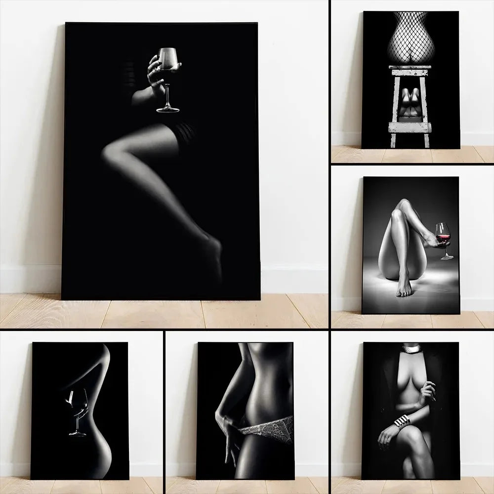 tasteful black and white nude figure canvas wall art