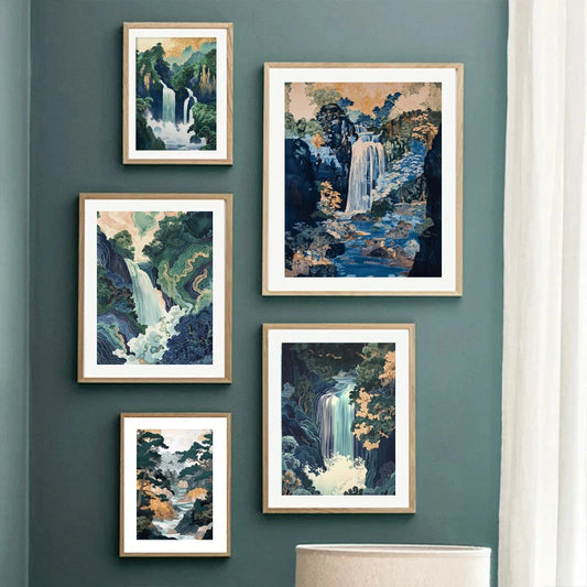 Hokusai Ukiyo-e Waterfall Canvas