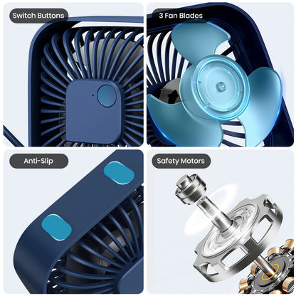 TOPK 2-Pack Mini USB Desk Fan with 360° Rotation