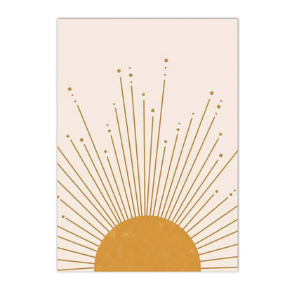 boho terracotta mustard sun with leaf geometric canvas wall art