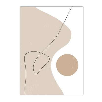 beige boho geometric line art canvas wall art