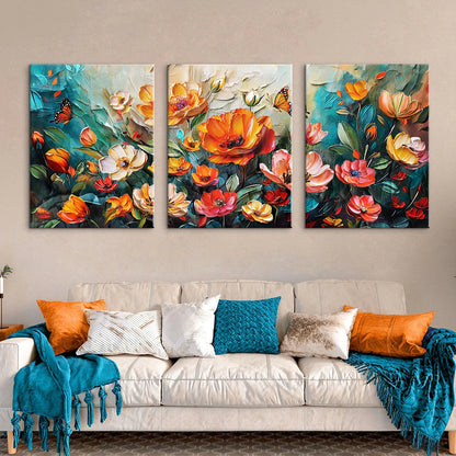 Abstract Flower Canvas - Set Of 3