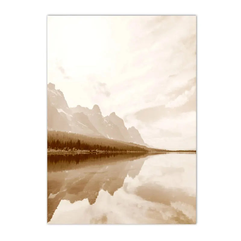 beige reed grass landscape with bridge nordic canvas