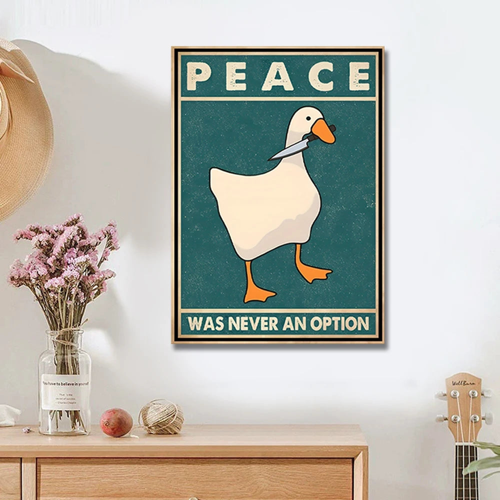 Goose Meme “Peace Was Never an Option” Canvas Print