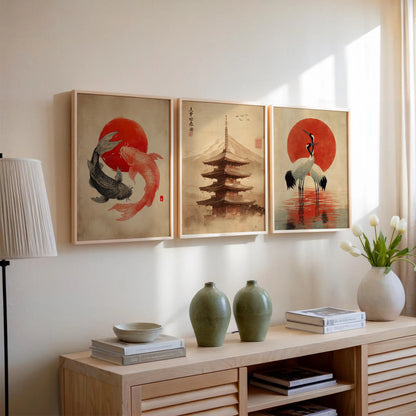 Japanese Zen Harmony Canvas Print - Set Of 3