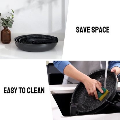 Non-Stick Frying Pan Set with Detachable Handle