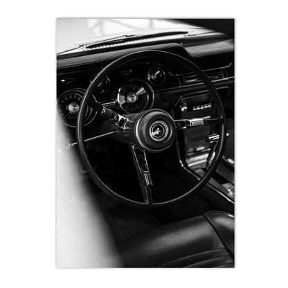 black and white new york themed still life canvas with guitar and camera