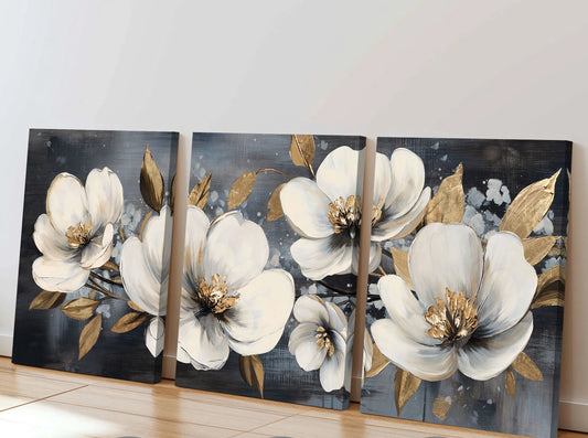 Vintage Floral Canvas Print - Set Of 3