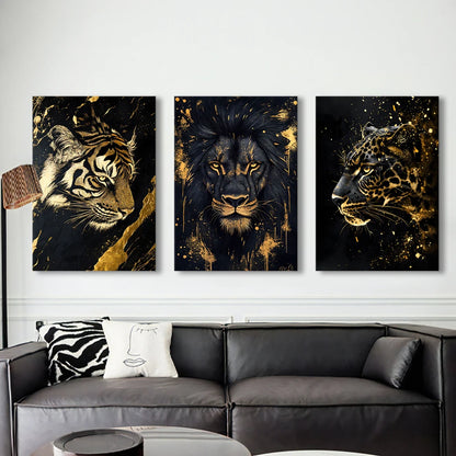 Black & Gold Animal Canvas - Set Of 3