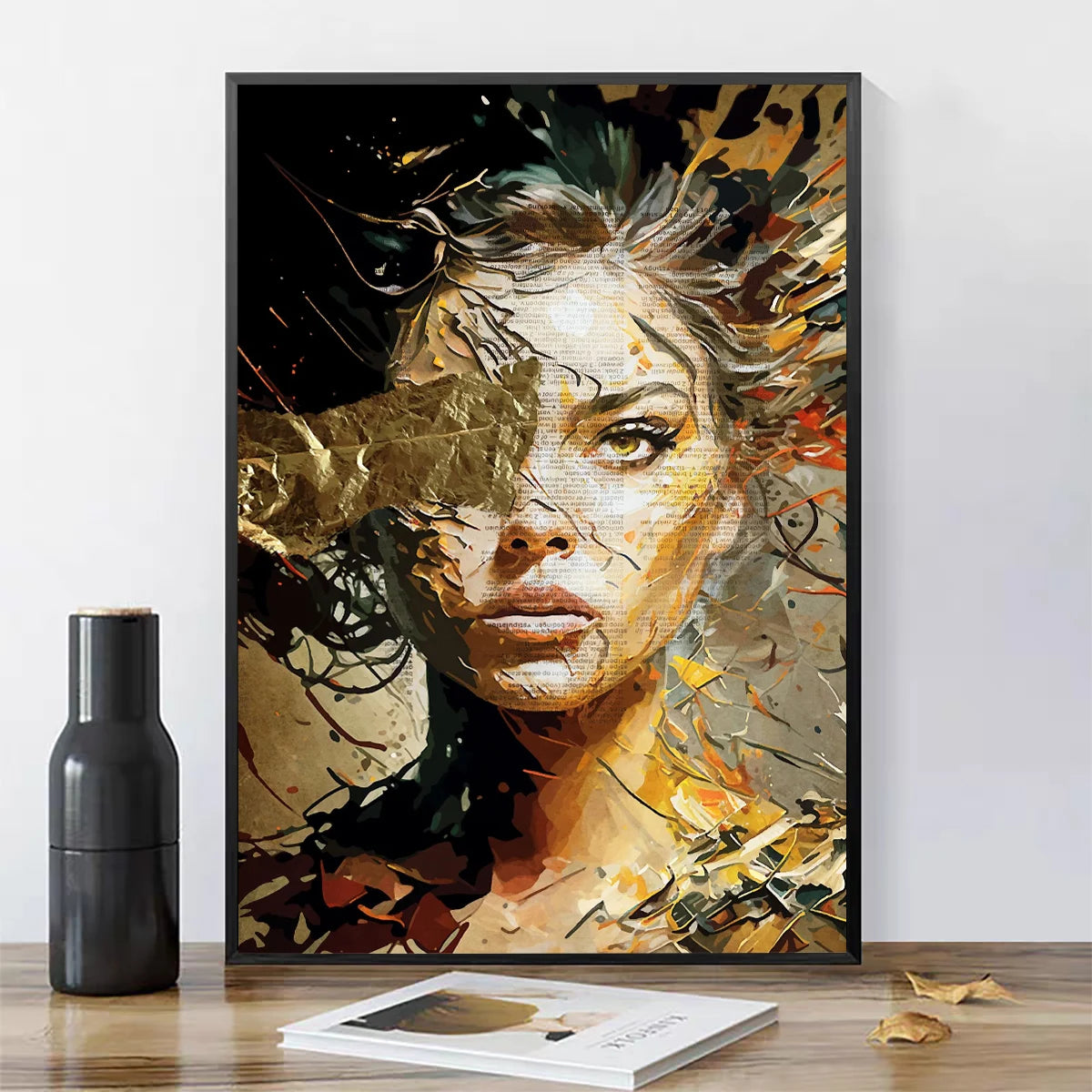 boho portrait woman with glasses flowers and butterfly canvas
