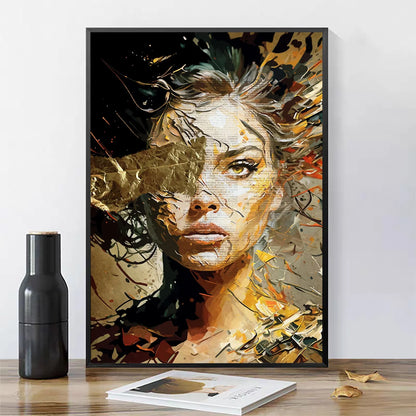 boho portrait woman with glasses flowers and butterfly canvas