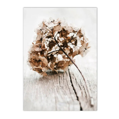 dried flowers with reeds, bridge and lake bird Nordic canvas wall art