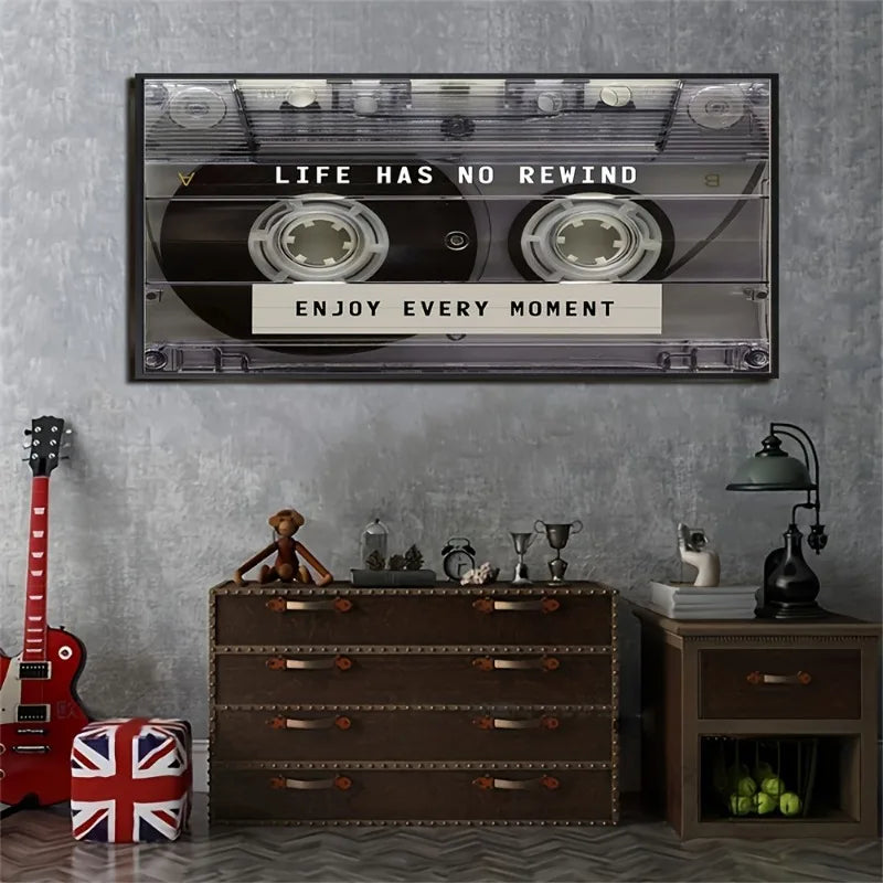 frameless retro cassette tape canvas with stripe pattern