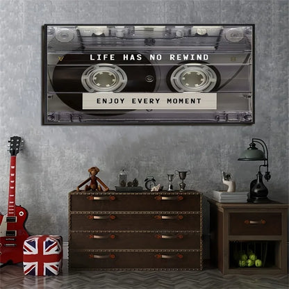 frameless retro cassette tape canvas with stripe pattern