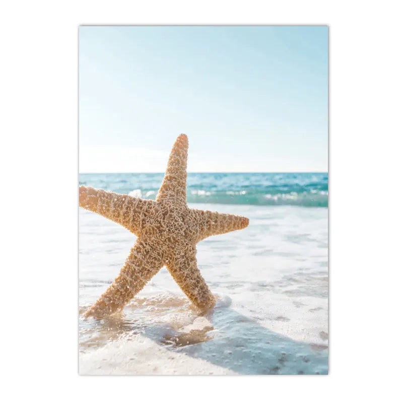 Ocean Beach Seagull & Starfish Canvas Print