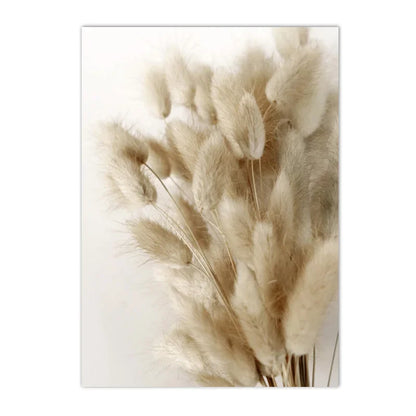 minimalist beige canvas with reed grass and flowers nordic style