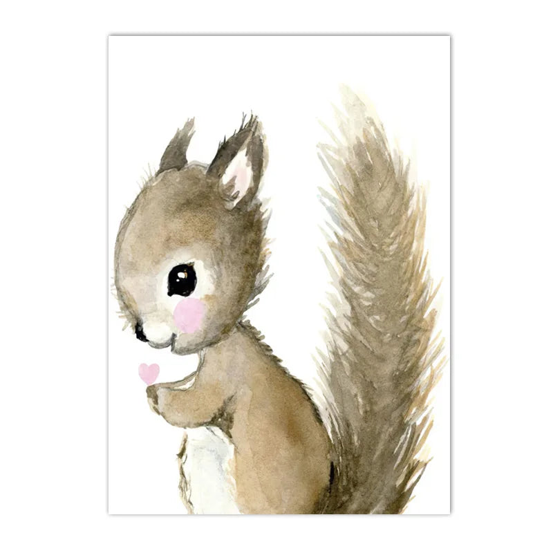 nordic baby animals lion elephant fox deer on nursery canvas