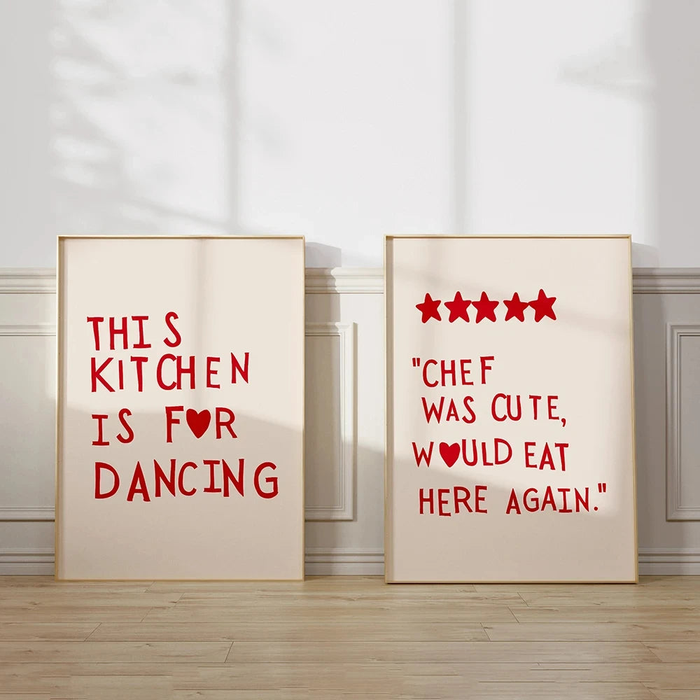 Minimalist Heart "This Kitchen Is For Dancing" Quote Print