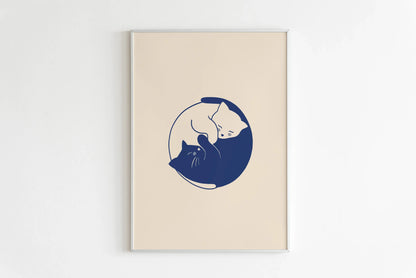 minimal abstract cartoon cat illustration canvas